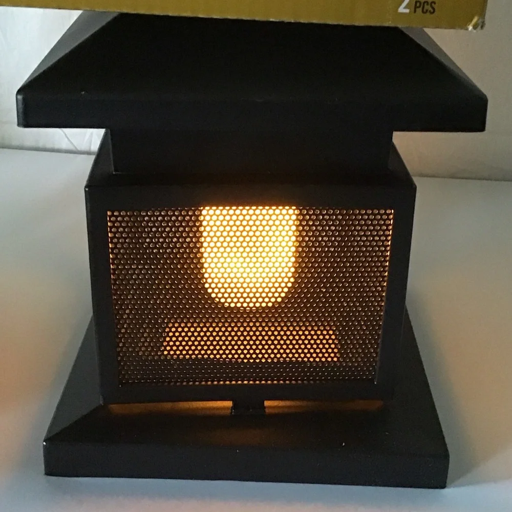 Decorative Flame Solar Post Cap Lights - Black